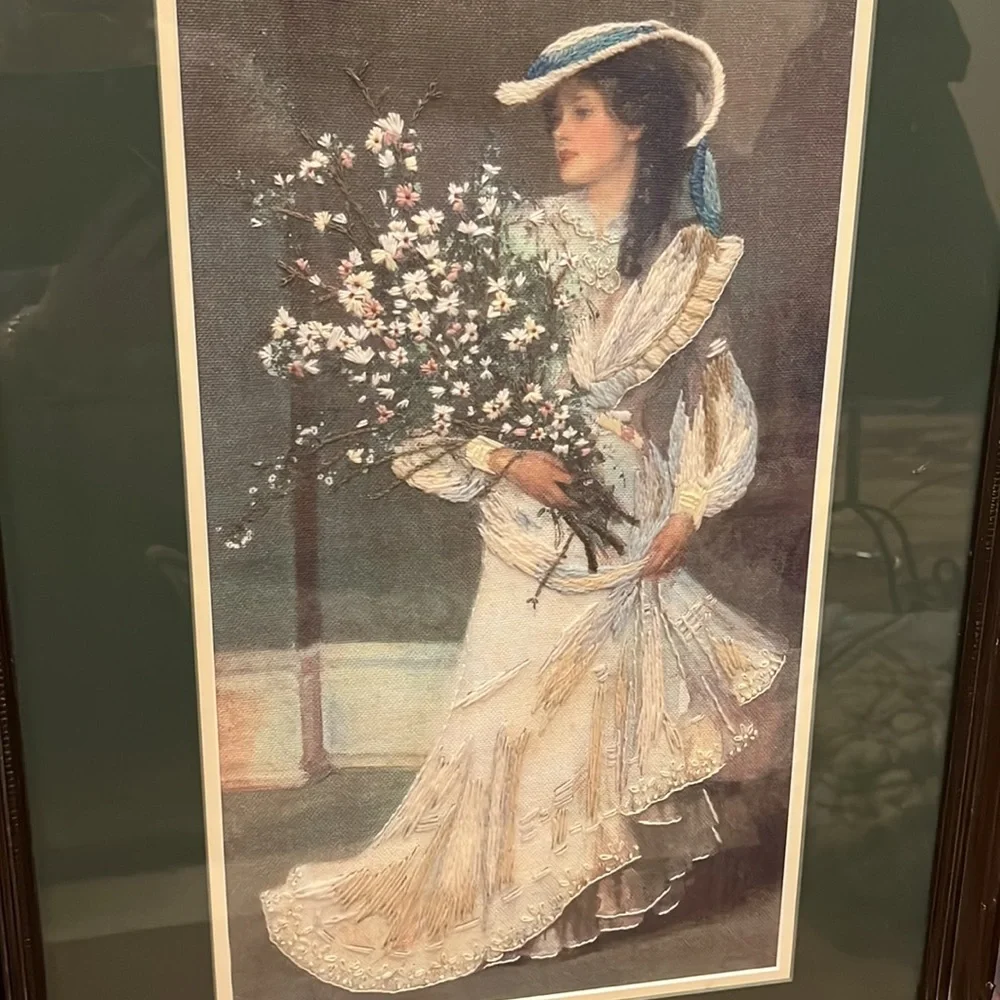 🌺SOLD🌺 Vintage Lovely Lady, Turn of the Century Needlework - Picture 3 of 5
